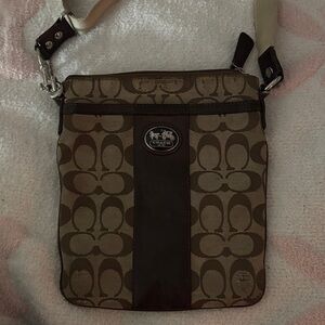 Coach Tan and Brown Messenger Bag